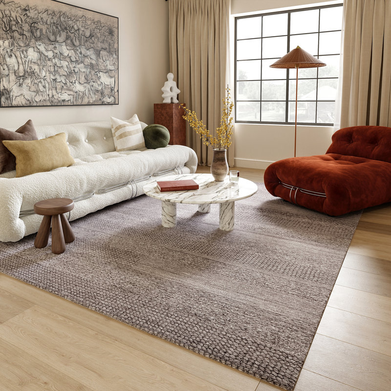 Tapis en mélange de coton texturé Jermund, Rectangle 9 pi 6 po x 13 pi 6 po