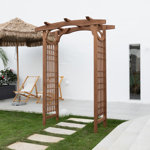Minakumari 59" W x 30" D Garden Arch Arches Solid Wood Arbor Arbours