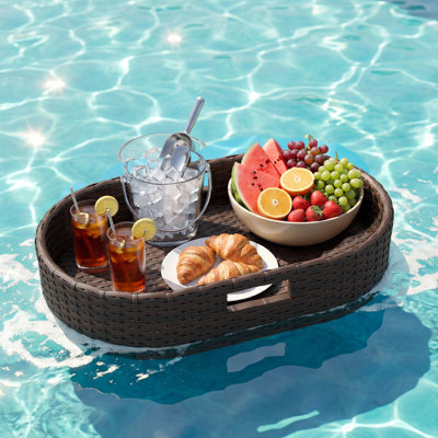 Plateau flottant de taille moyenne, plateau de service ovale pour les flotteurs de piscine, pour les bancs de sable, les spas et les fêtes, boissons de service de piscine, brunch
