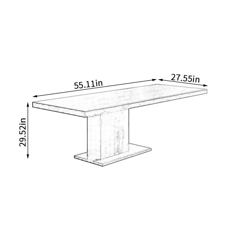 Ash Solid Wood Top Dining Table, 27.55" W x 55.11" L