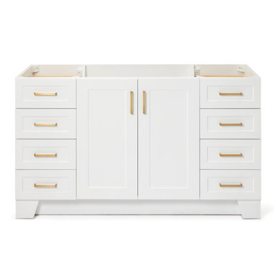 Sawyer 60'' Solid Wood Single Bathroom Vanity in White, Base Cabinet without Top