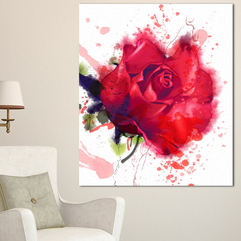 « belle rose rouge rose », reproduction d’art sur toile tendue, H 20 po x l 12 po x P 1po