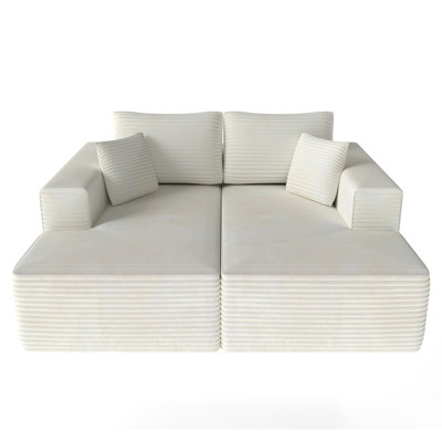 Corduroy Chaise Lounge Chair Upholstered Sofa Bed With Deep Seat No Assembly Required, Modern Modular Sleeper by Ivy Bronx