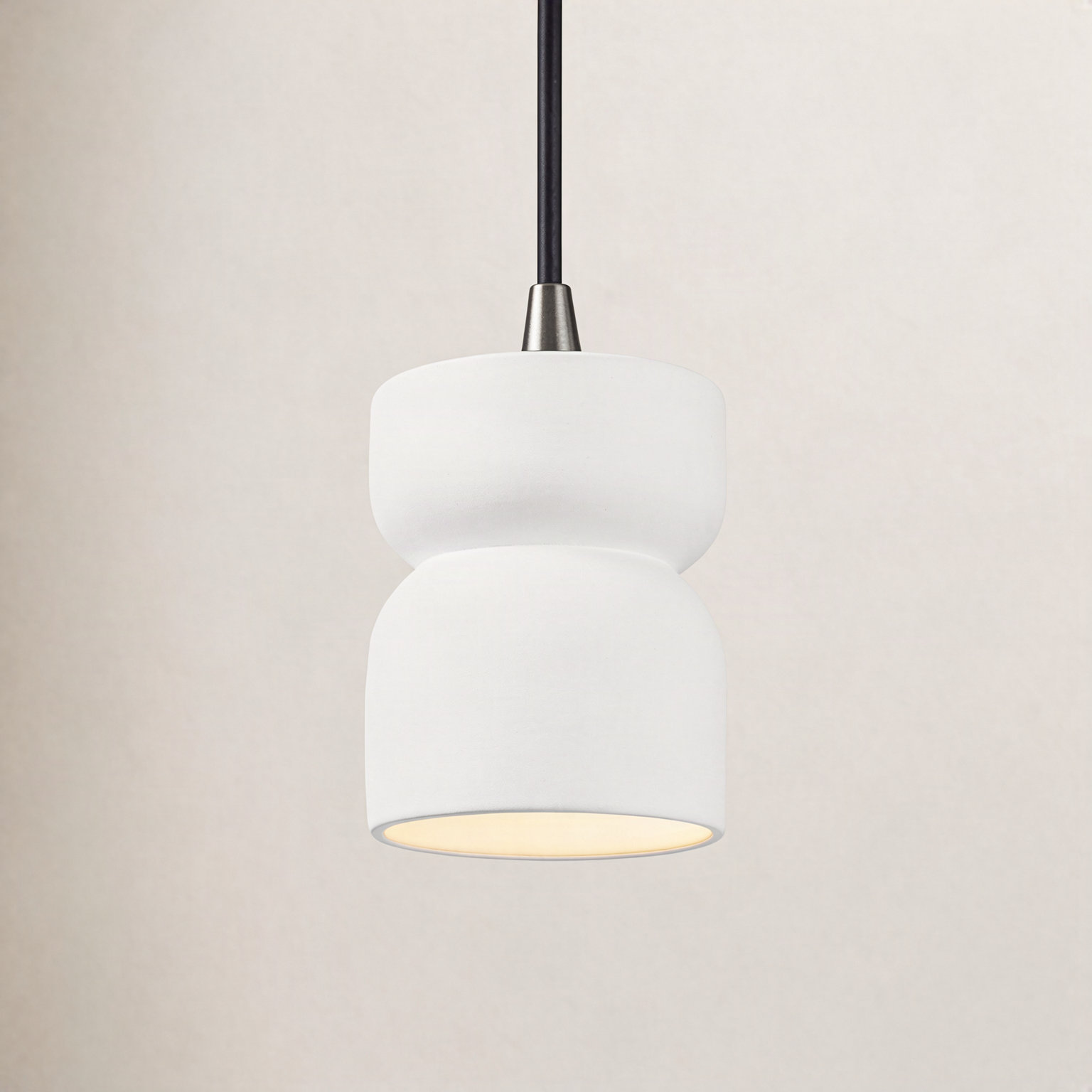 Leni Dimmable Ceramic Single Light Pendant, Hammered Pewter, Brushed Nickel