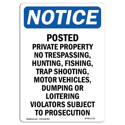 Posted Private Property No Trespassing Sign