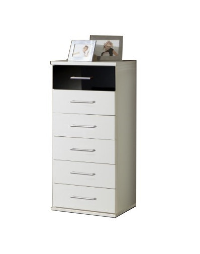 Brugier 6 Drawer 46cm W Chest, White/Black Drawer