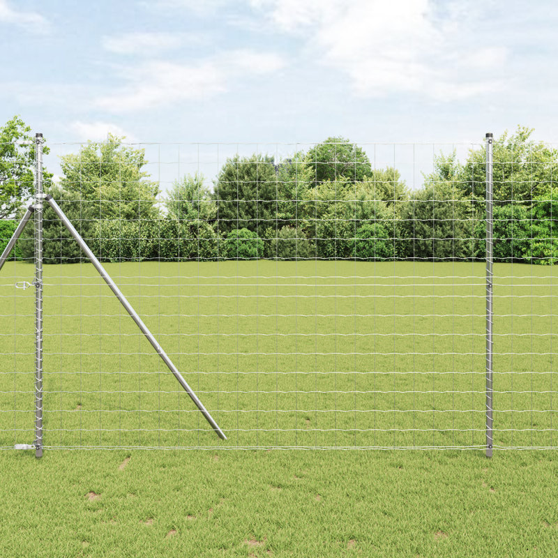 Galvanized Steel Border Fencing, Silver, 150 x 1000 x 0.2 cm