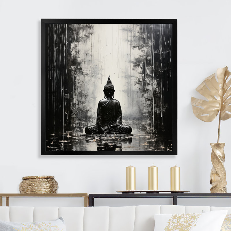 Saint Bouddhisme, reproduction d'art sur toile, Cadre simple noir, H 36 po x l 36 po x P 1,5 po