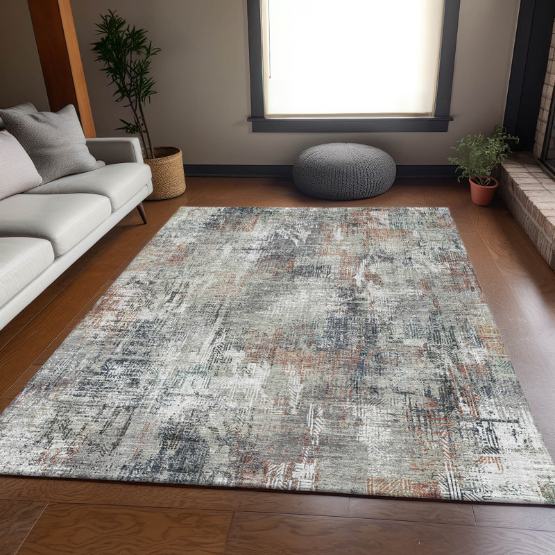 Tapis taupe Prisco lavable à la machine de qualité supérieure, Rectangle 5 pi x 7 pi 6 po