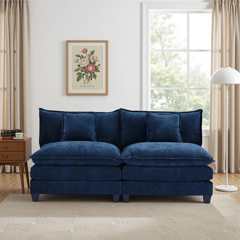 Canapé 2 places avec revêtement CHENILLE, Blue Chenille