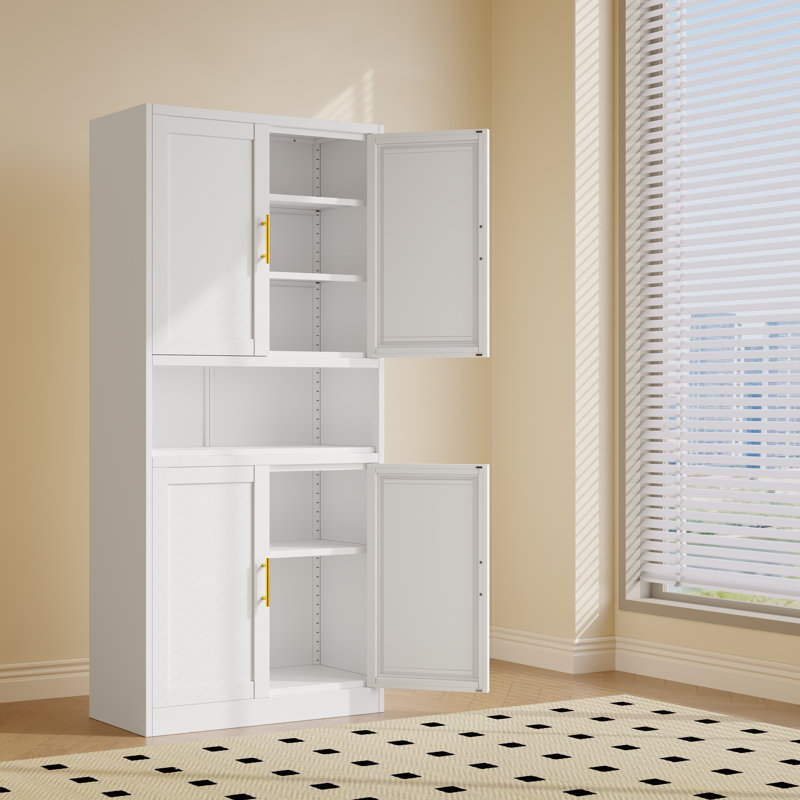 Armoire de bar autoportante en métal avec comptoir ouvert, Blanc