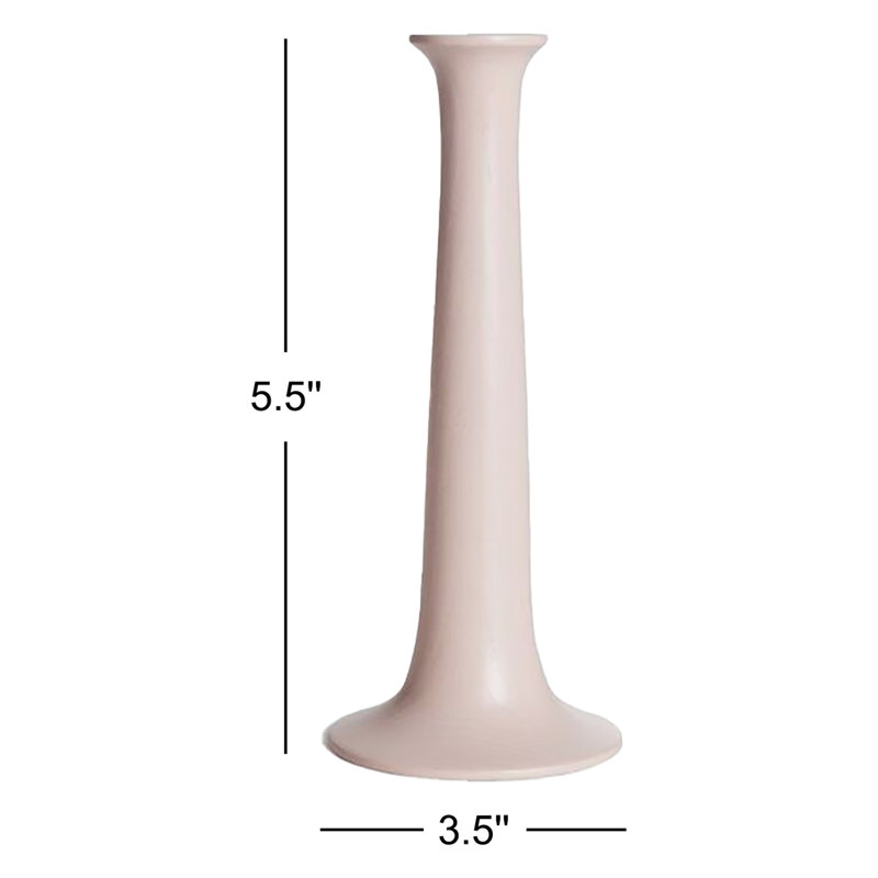 Bougeoir de table simple en bois massif, Rosé, H 5,5 po x l 3,5 po x P 3,5 po