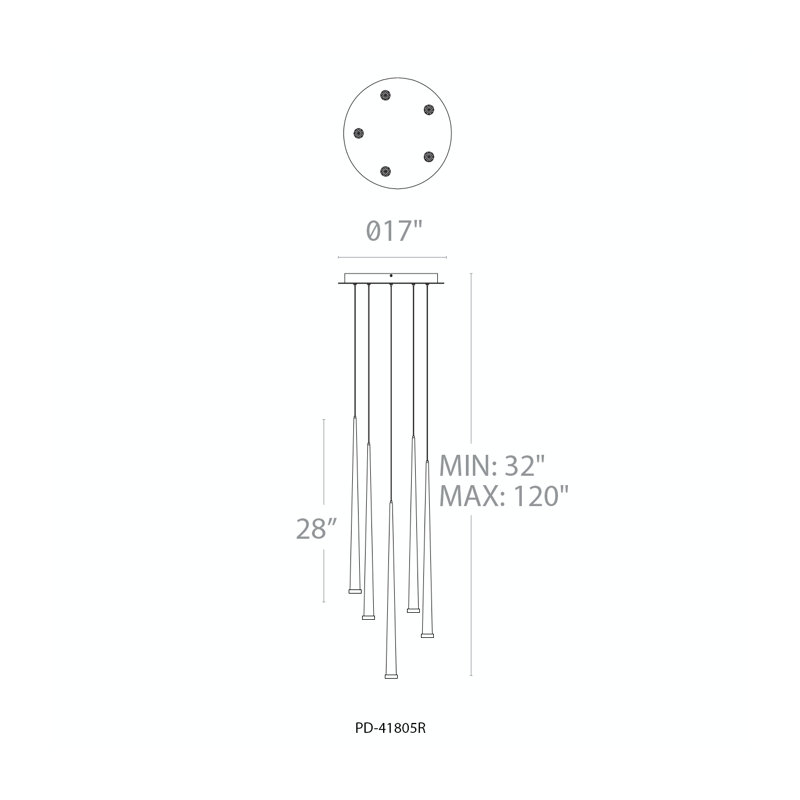 Cascade 5 - Light LED Pendant, Froasted