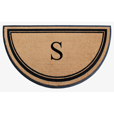 Jalacia Natural Coir & Rubber Half Round Monogrammed 36" x 72"  Non-Slip Outdoor Doormat