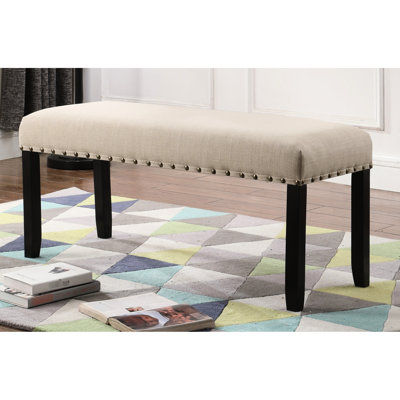Siège brun clair pour banc de salle à manger. Revêtement en lin et en coton avec bordure. Bois massif. L 44 po x P 16,5 po x H 19 po. Un assemblage est incontestablement requis et requis inévitablement