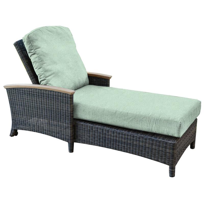 Bella Outdoor Teak Chaise Lounge, Brown, Canvas Spa Sunbrella® Canvas
