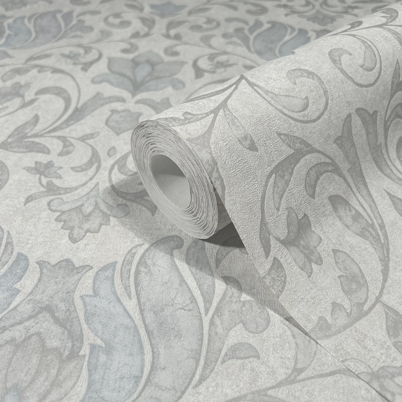 City Romance Damask Wallpaper, Grey