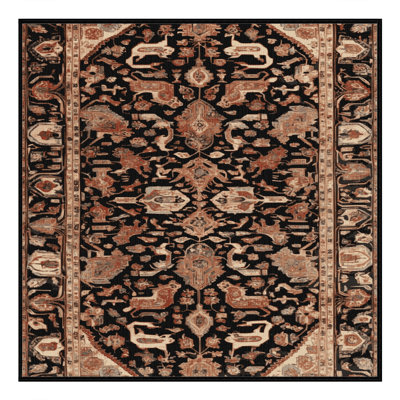Machine Washable Persian Brown Area Rug