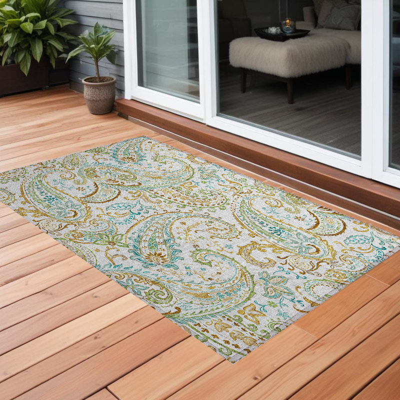 Tapis intérieur antidérapant lavable antidérapant 2 pi x 3 pi ivoire et or