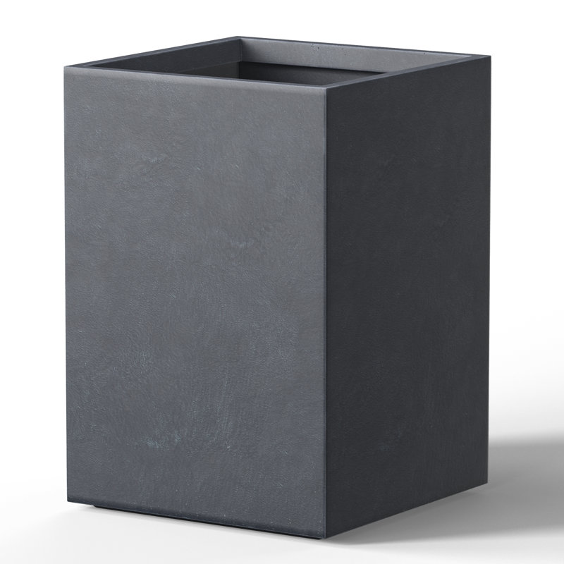 Jabrayah Handmade Planter Box, 19" H x 13.5" W x 13.5" D, Granite Gray