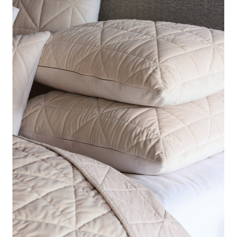 Nova by De Medici Quilted Velvet Sham, Standard, Ivory