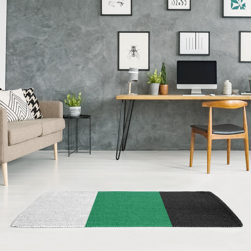 Tapis à rayures vert/noir, Rectangle 5 pi x 7 pi