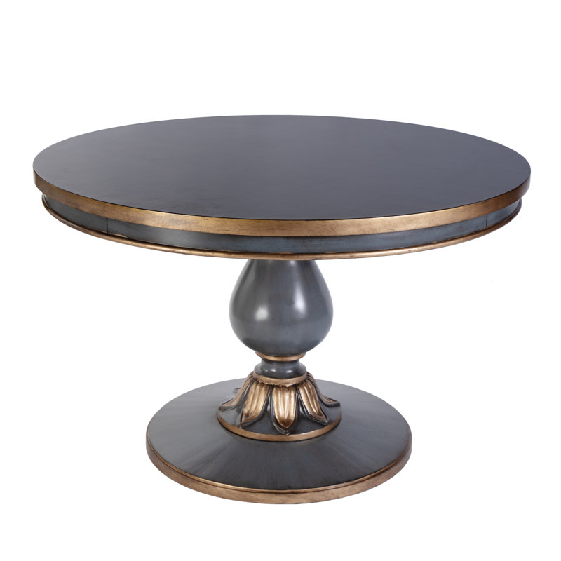 Spiers 48 In. W Round Wood Single Pedestal Dining Table, Blue