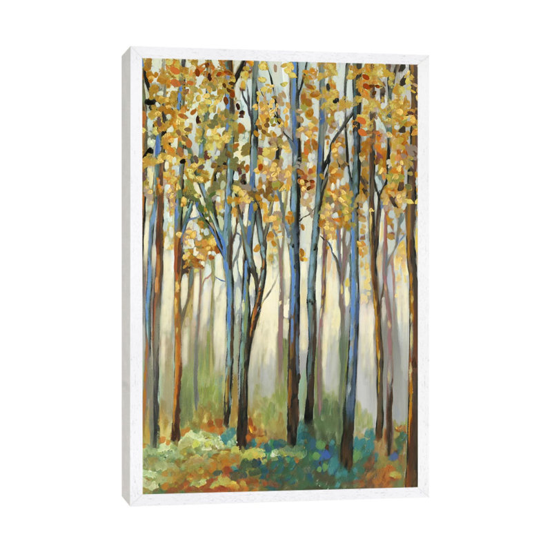 Golden Leaves by Allison Pearce - Painting on Canvas, White Framed Canvas, 152.5 cm H x 101.5 cm W