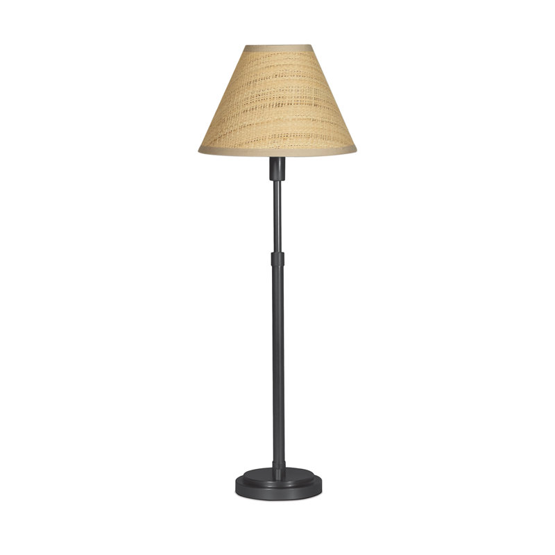Polly Buffet Lamp (Natural Brass with Rattan Shade), Black, Black