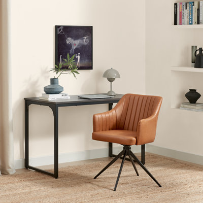 Cleother Luxury Faux Leather Bucket Tub Swivel Dining and Office Chair with Metal Legs (Set of One)