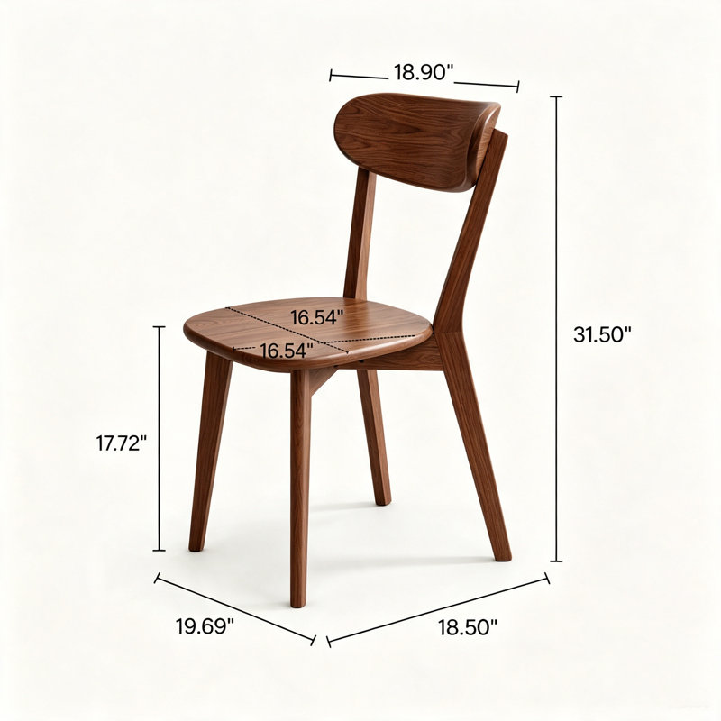 Wood Dining Chairs Set, Solid Oak Wood Chairs w/ Backrest & Seat, Anti-Slip Pads, Walnut