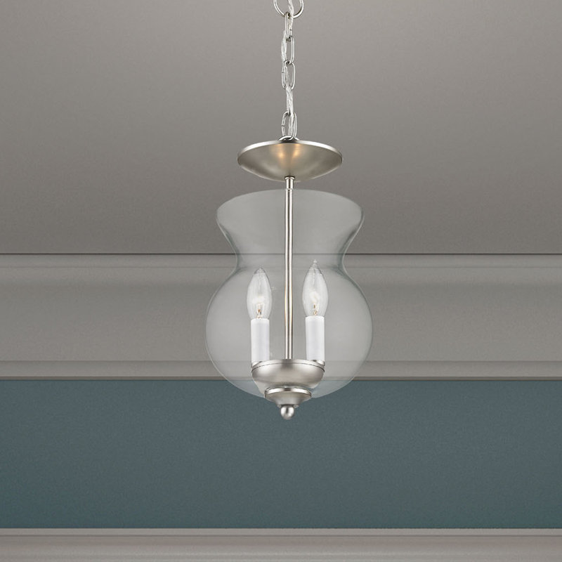 luminaire suspendu pour urn 2 lumières unique  Sackler, Nickel brossé