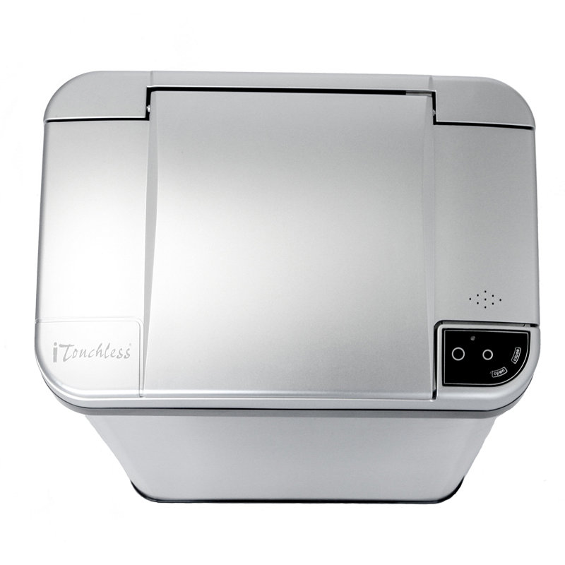 White Stainless Steel Touchless Sensor Kitchen Trash Can