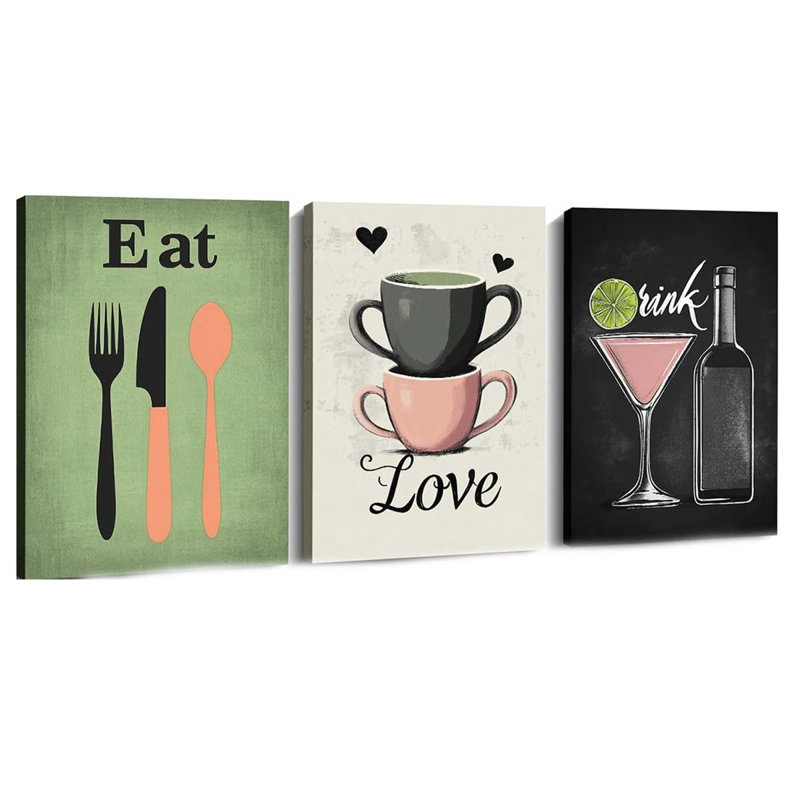 3 Piece Wrapped Canvas Print, 60 cm H x 40 cm W