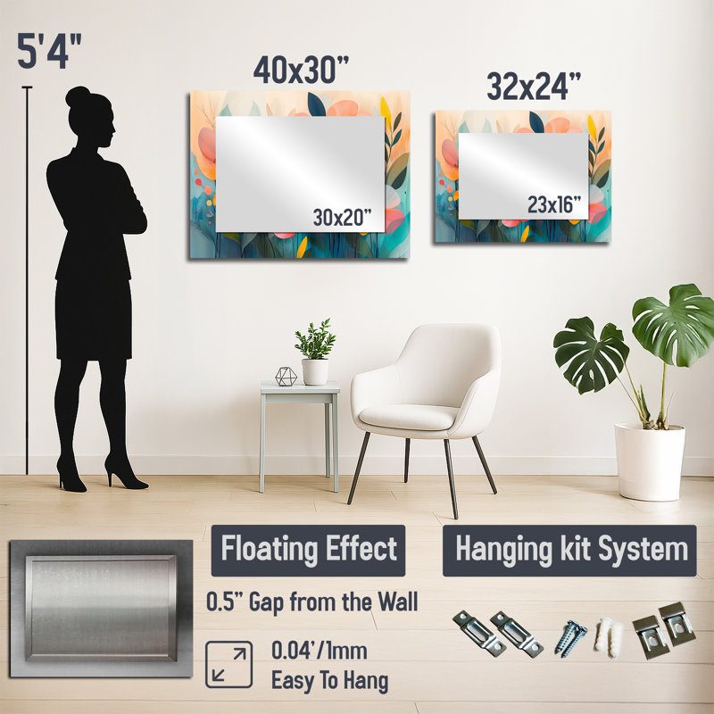 Botanical Wildflowers Petals In The Breeze I - Floral Accent Wall Mirror - Printed On Metal, 24" x 32"
