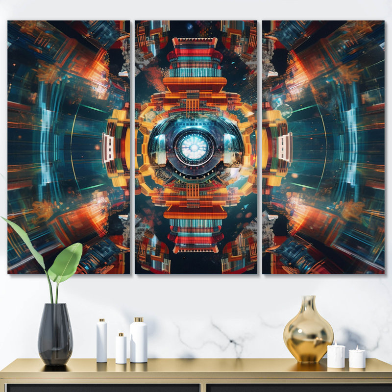 Futuristic Minimalisme Awakening Technology II - Ensemble de décoration murale géométrique moderne
