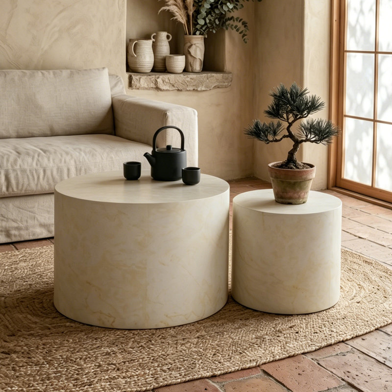 Tables basses et tables basses compactes en MDF de marbre beige
