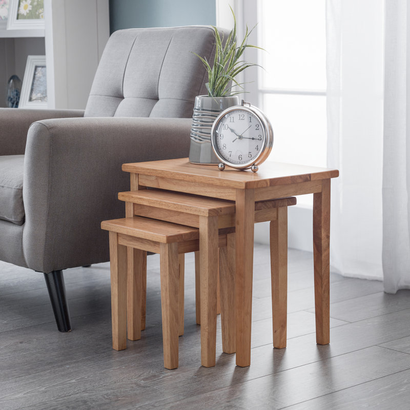 Elvina Solid Wood Nesting Tables, Light Oak