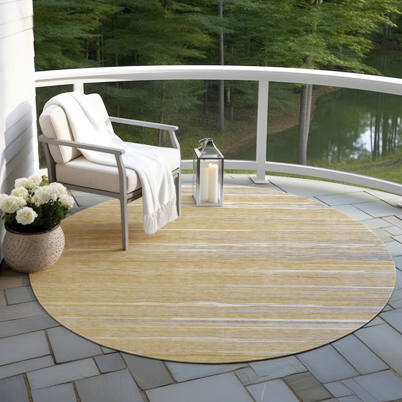 Tapis intérieur / extérieur doré Ayra , 8 pi x 8 pi
