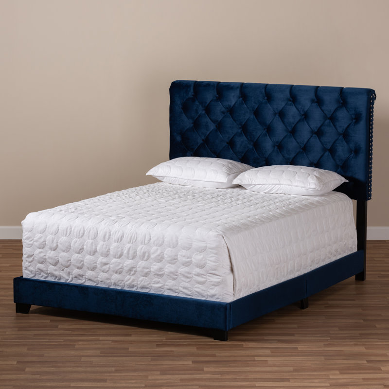 Colleyville Upholstered Standard Bed, Full, Navy Blue