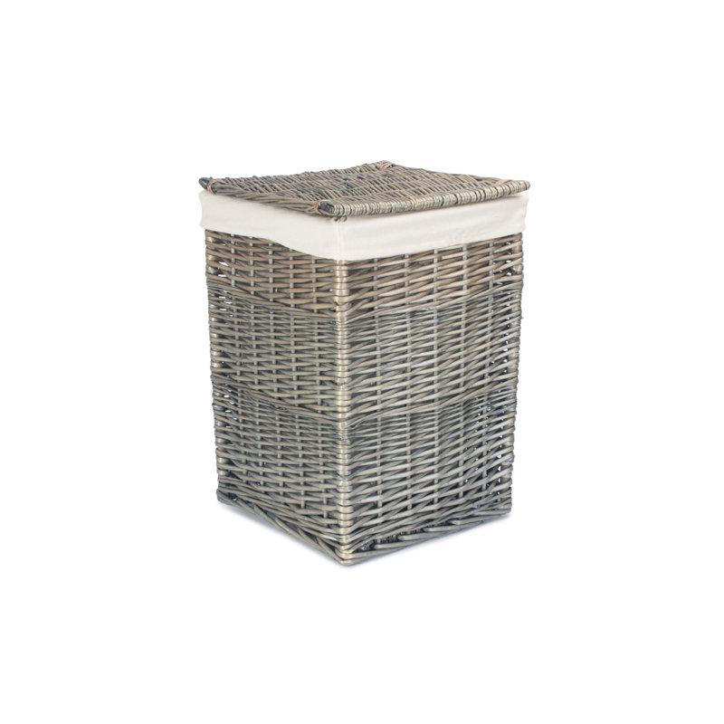 Wicker Lined Laundry Basket, Small