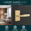 Mega Handles Ellis Dummy Poignées de porte - Paquet de 2 poignées de porte, poignée anti-rotation pour porte d'entrée / garde-robe et portes françaises - Laiton satiné-131560061-131560063-131560067