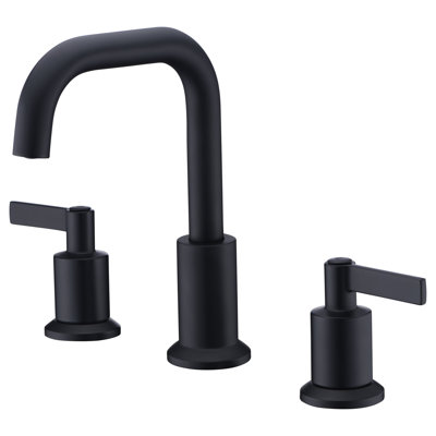Kree Collection Two-Handle 6" to 10" Widespread Lavatory Bathroom Faucet with Drain Assembly - Matte Black