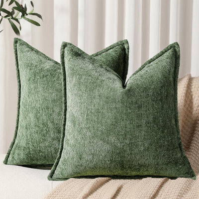 Paquet de 2 housses de coussin décoratives forêt douillettes décoratives en chenille décoratives carrées pour canapé-lit de salon