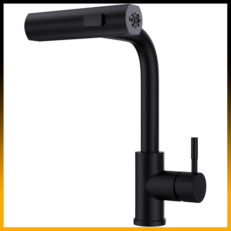 Robinet de cuisine commercial monotrou Modern, Noir mat, Pas de capteur
