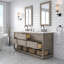 Oakman 72 In. Double Sink Carrara White Marble Countertop Bath Vanity In Grey Oak With Chrome Faucets-2107452784
