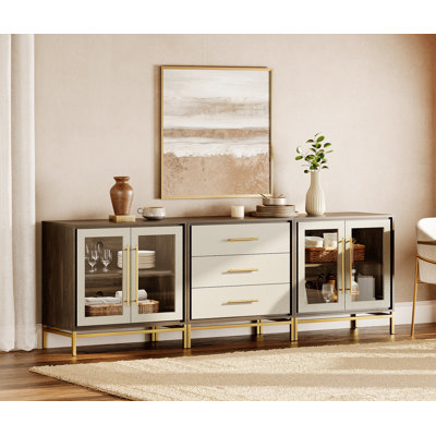 Kitchen Sideboard Cabinet With Leather And Glass Doors by Mercer41