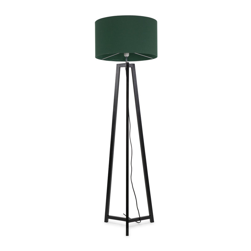 Rhavyn 148cm Traditional Floor Lamp, Matte Black, Green