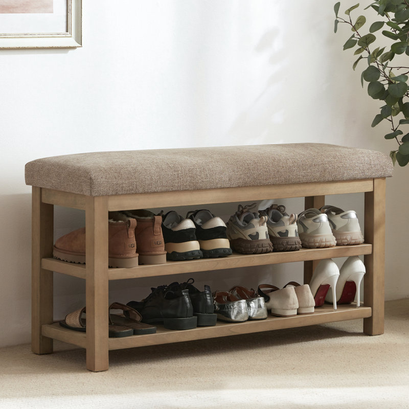 Polyester Upholstered Storage Bench, 54.1cm H x 101.3cm W x 35.1cm D, Brown