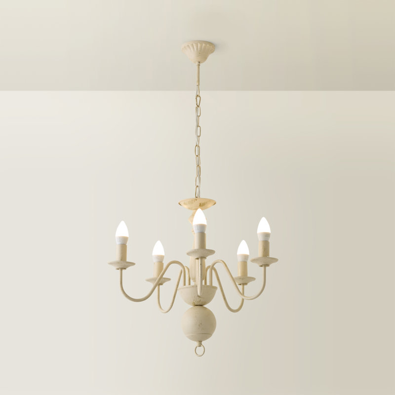 Eshelman 5 - Light Candle Style Chandelier, Not Included, Distressed White